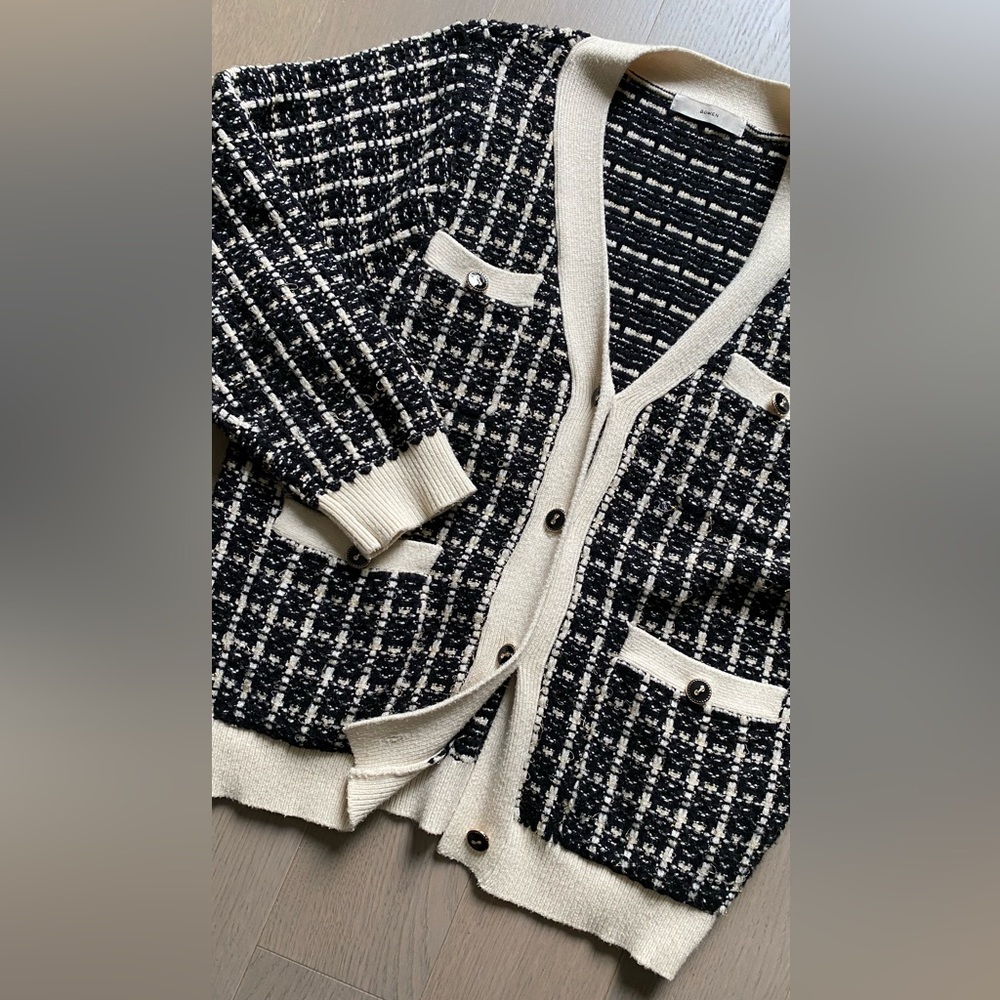 Korea Bowen Tweed Cardigan Jacket Sweater